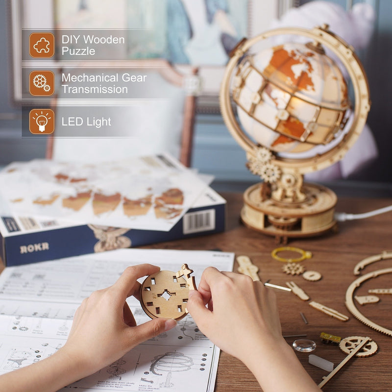 DIY Wooden Globe with LED Light