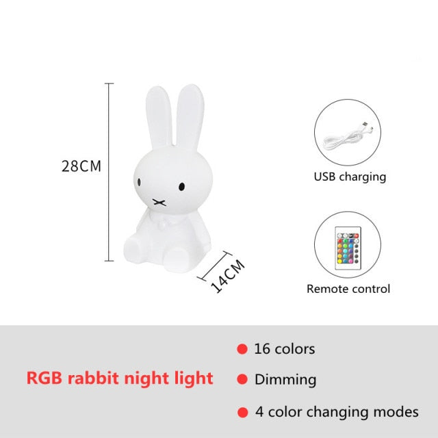 Cute Rabbit LED Night Light Remote Control